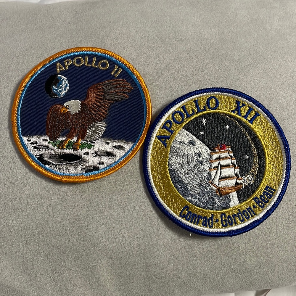 Vintage Apollo 11 and 12 patches